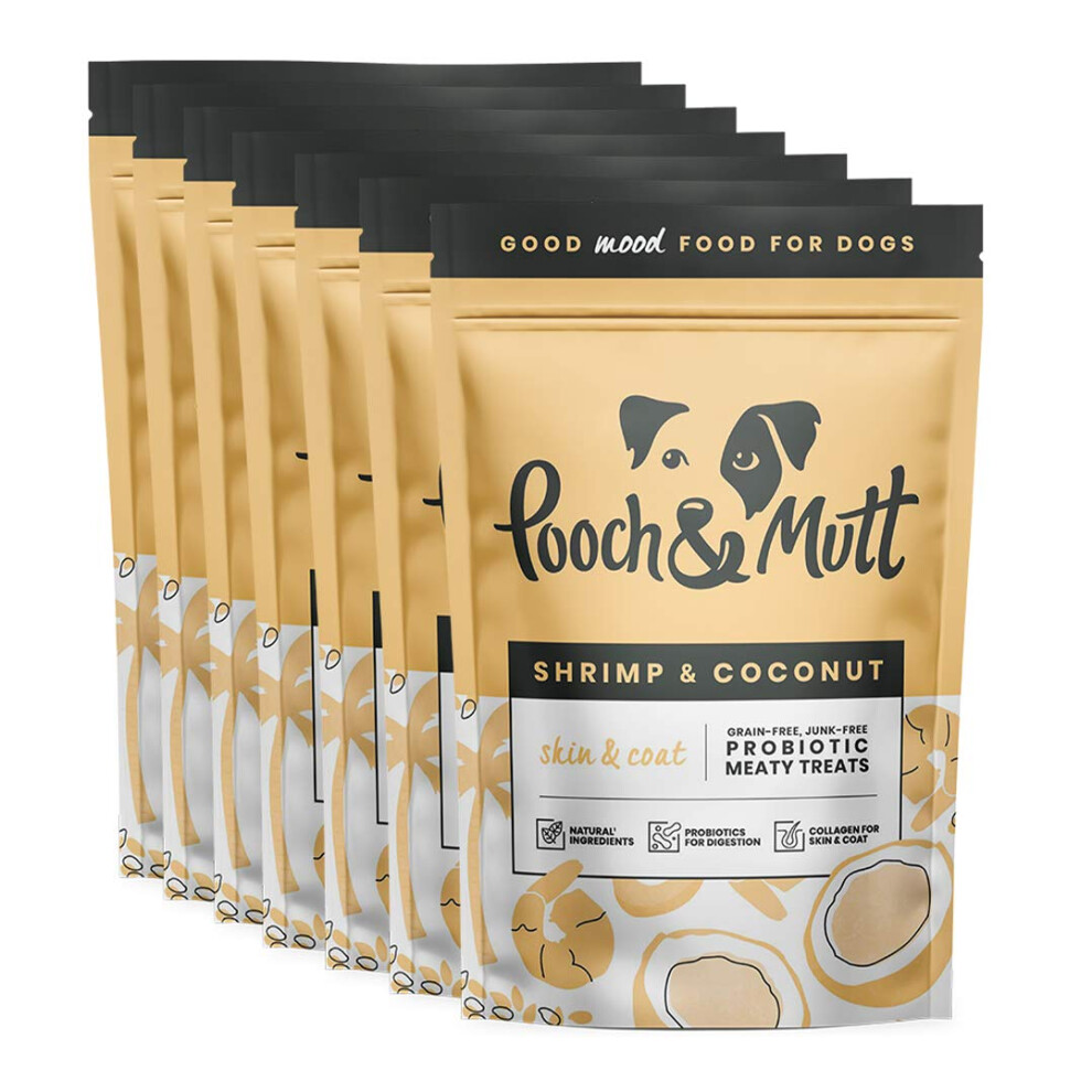 Pooch & Mutt Grain - Meaty Dog Treats ( Free), Shrimp & Coconut, Pack Of 7X120g
