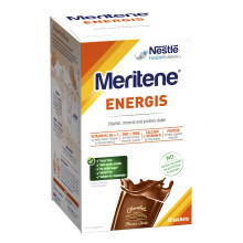 Meritene Energis Chocolate Shake | 30g Powder Sachets, Pack of 15 | Nutritional Support Mix with Proteins and Minerals | With Vitamin D, B & K