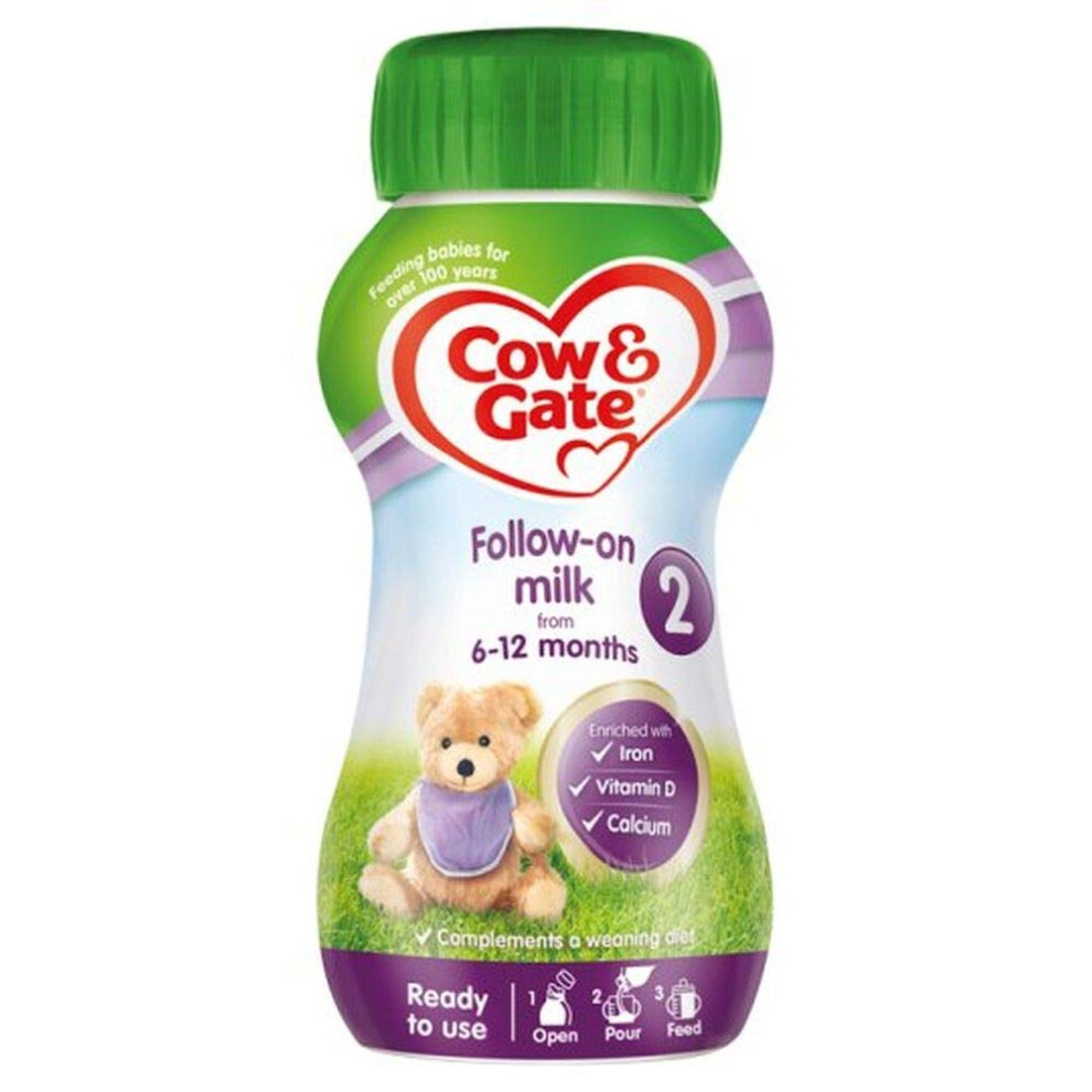 Cow & Gate 2 Follow On Baby Milk Ready To Use Liquid Formula, 6-12 Months, 200ml (Pack Of 12)