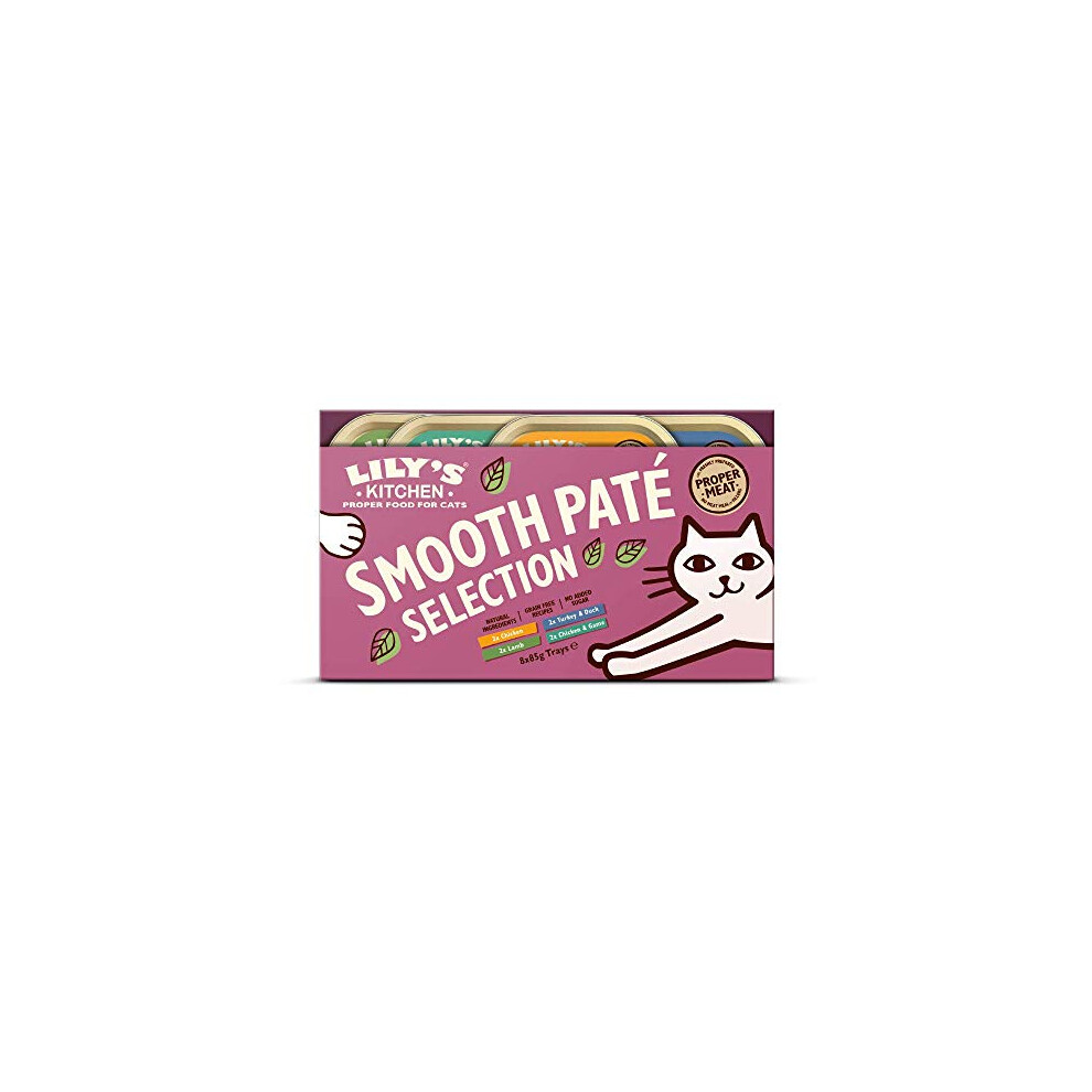 Lily's Kitchen Natural Adult Wet Smooth Pat? Cat Food Trays Grain-Free Recipes Mixed Pack 32 x 85g