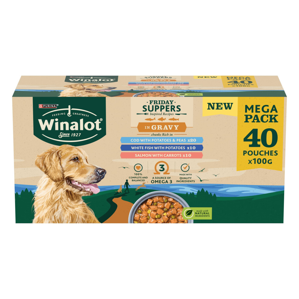 Purina Winalot Friday Suppers Mixed Variety Fish In Gravy Wet Dog Food 40X100g