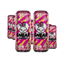 SNEAK Raspberry Lemonade Energy Drink Cans - No Sugar, No Nasties, Natural Caffeine & Focus-Boosting Nootropics, 330ml x12