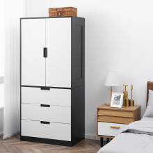 HOMCOM 2 Door Wardrobe with 3 Drawer and Soft Closing Hinge for Bedroom