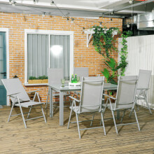 Outsunny 7-Piece Garden Dining Set - Outdoor Table & 6 Chairs, Aluminium Grey (84G-100V00GY)