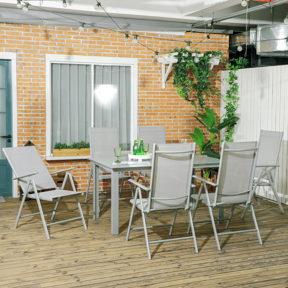 Outsunny Unisex Grey 7 Piece Garden Dining Set, Outdoor Table And 6 Chair, Aluminium In - Image 3