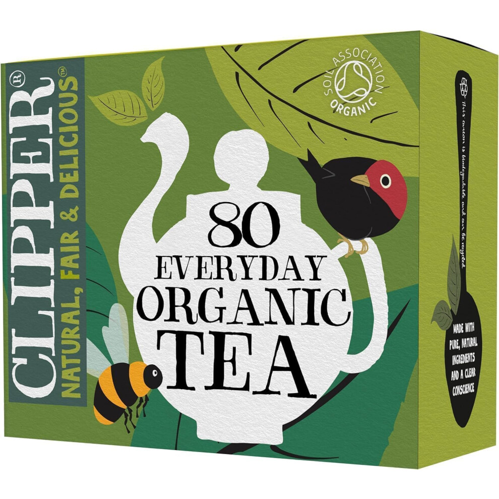 Clipper Natural, Fair & Delicious Clipper Organic Everyday Fairtrade Teabags | Tea Bags | Natural, Unbleached, Plant-Based Biodegradable & Sustainable Teabags | Eco Conscious, Black