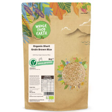 Wholefood Earth Organic Short Grain Brown Rice 3kg GMO Free | Vegan | Source of Fibre | Certified Organic