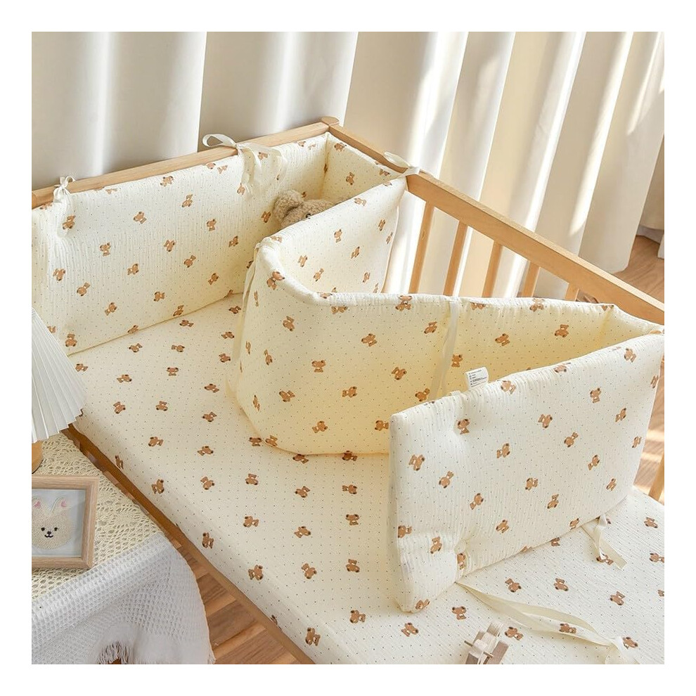 (120cm, E) Cot Bumper Breathable Crib Bumper Baby Cot Liners Cot Bumpers For Cot Bed Padded Cot Bumper Cotbed Bumper For One Side Baby Cot Bumpers