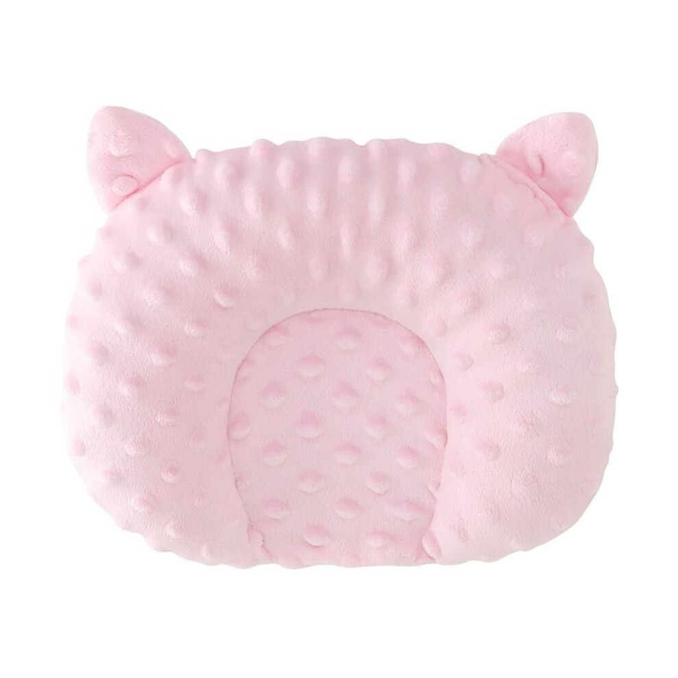 (pink) Velvet Baby Pillow Cute Breathable Cushion New Shaping Head Pad  Travel