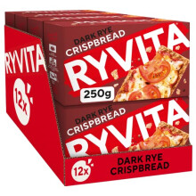 Ryvita Dark Rye Crispbread, Low Fat, Healthy Snack, High in Fibre, 12 PACKS of 250g