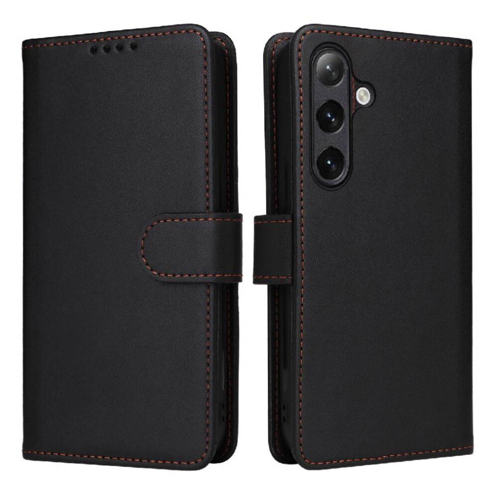 (Black) Flip Case For Samsung Galaxy S24 Rfid Blocking Wireless Charging Flip Cover Detachable Design Wallet Black 764549390120