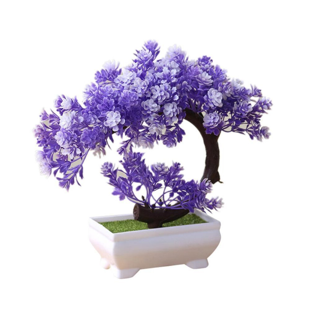 (purple) Simulation Bonsai Tree Artificial Plant Desk Ornament Home Decor