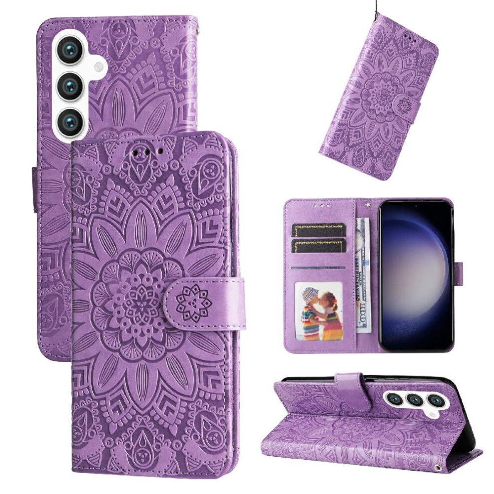 (Purple) Case For Samsung Galaxy S24 Leather Flip Card Slots Protective Cover Purple 764549390809