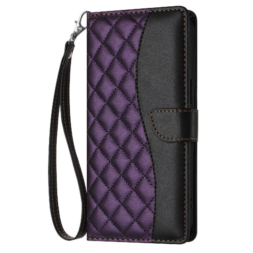 (Purple) Flip Case For Samsung Galaxy S24 Pu Leather Magnetic Wrist Strap Card Slots Holder Wallet Protection Purple 764549391295