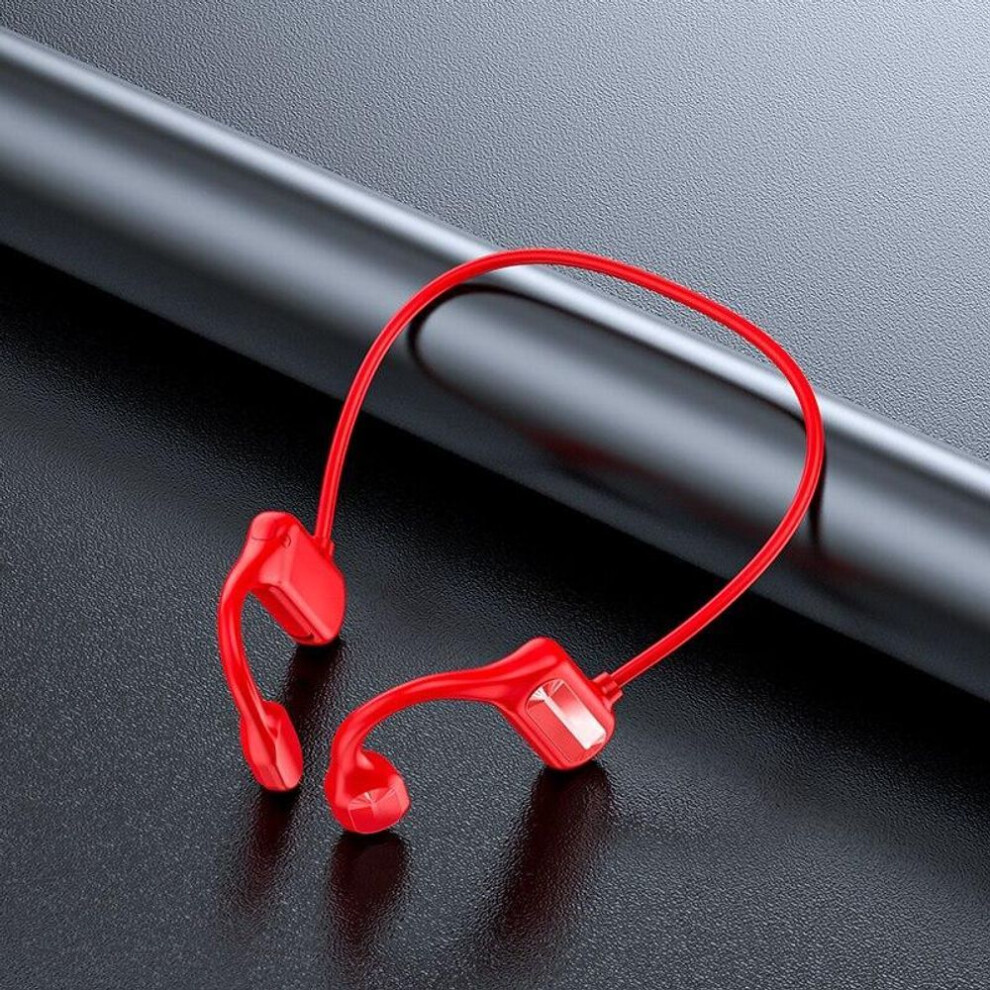 (red) Bl09 Bluetooth 5.0 Bone Conduction Headphones Wireless Hands-free Sports Earphone Stereo With Microphone For Smart Phone