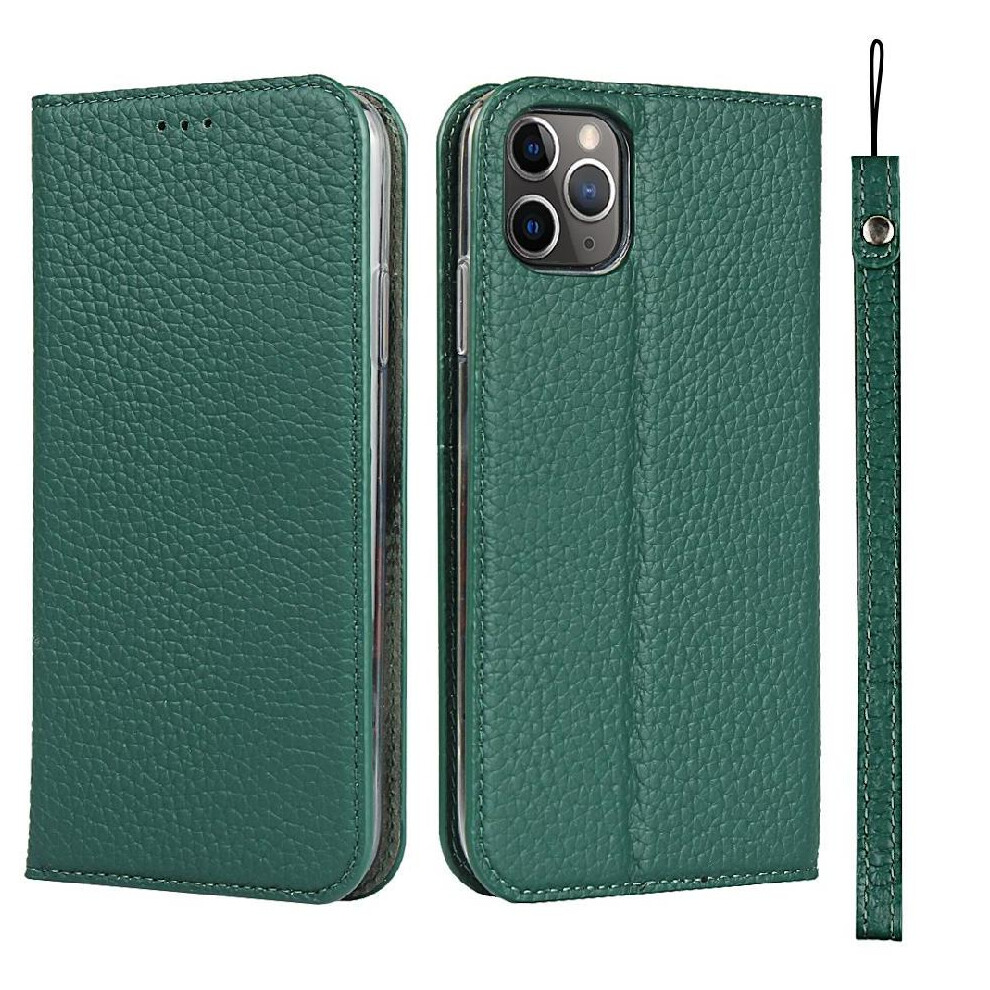 Photos - Case  Flip  for iphone 11 Pro Lychee Pattern Wrist Strap Portable High Quality(Green)