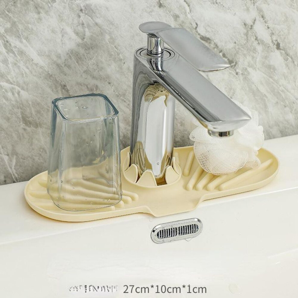 (beige, 27cm*10cm*1cm) Household Drainage Mat, Kitchen Faucet, Drainage Rack, Anti Slip Sink Storage Mat, Washbasin Cup, Soap Mat