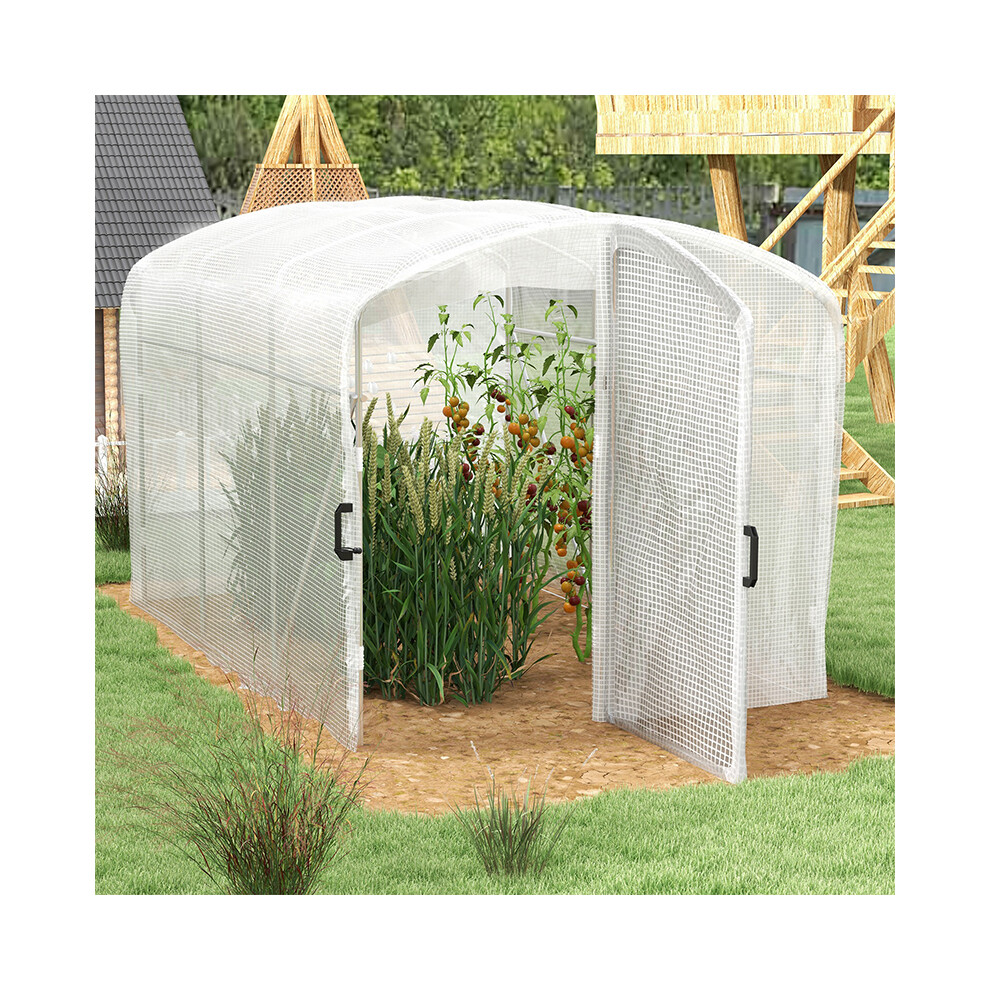Outsunny 3 X 2 X 2M Polytunnel Greenhouse With Door, Galvanised Steel Frame