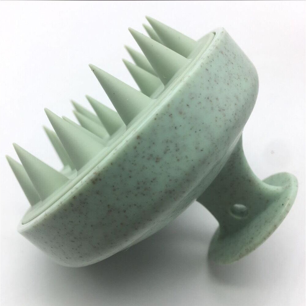 (green, 1PCS) Wheat Straw Silicone Head Wash Clean Care Hair Root Itching Scalp Massage Comb Shower Brush Bath Spa Anti-Dandruff Shampoo