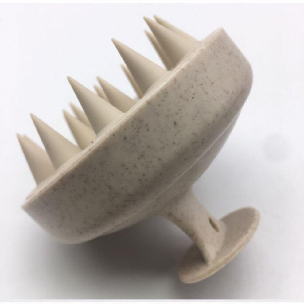 (beige, 1PCS) Wheat Straw Silicone Head Wash Clean Care Hair Root Itching Scalp Massage Comb Shower Brush Bath Spa Anti-dandruff Shampoo