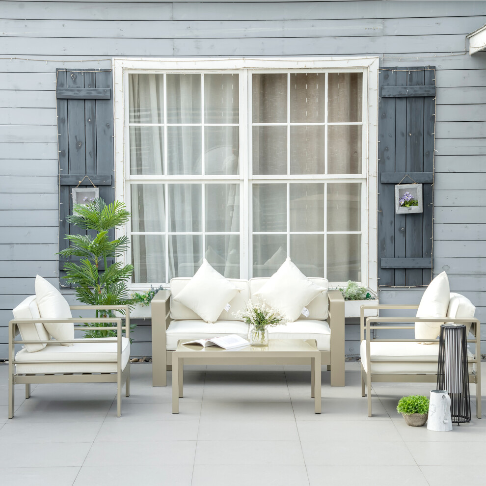 B&Q - 4 Pcs Aluminium Garden Furniture Set W/ Thick Padded Cushion - Image 3