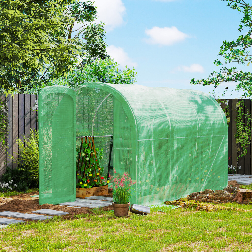 Outsunny 3 X 2 X 2M Polytunnel Greenhouse With Door, Galvanised Steel Frame