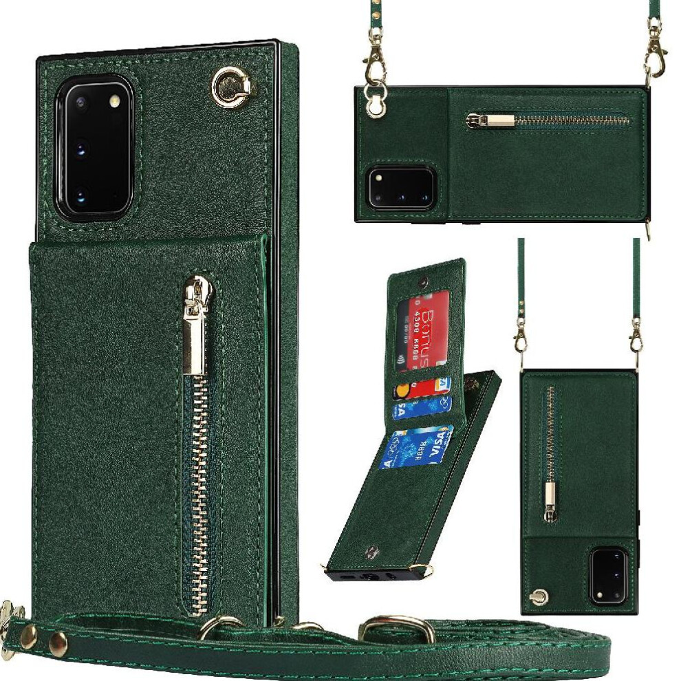 (Green) Case For Samsung Galaxy S20 Fe Wallet Long Strap Shockproof Holder Zipper Green 764549394999