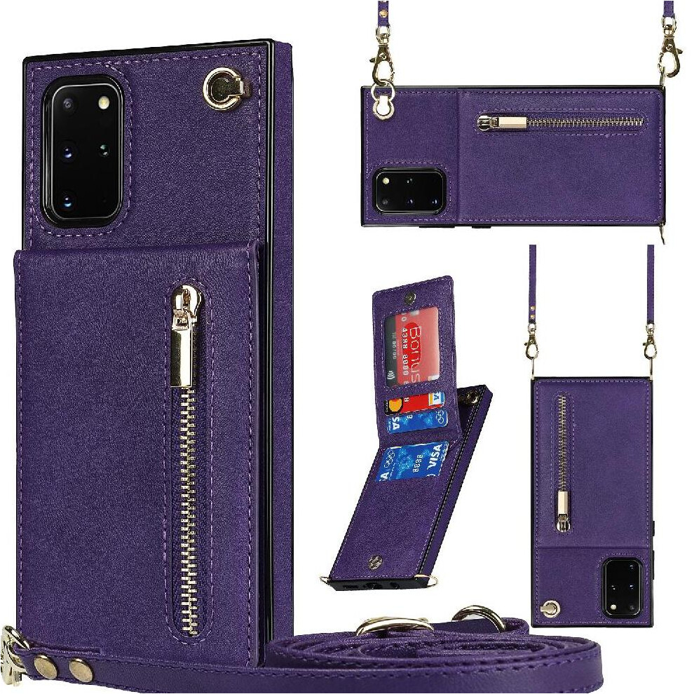 (Purple) Case For Samsung Galaxy S20 Plus Shockproof Zipper Wallet Holder Long Strap Purple 764549395064