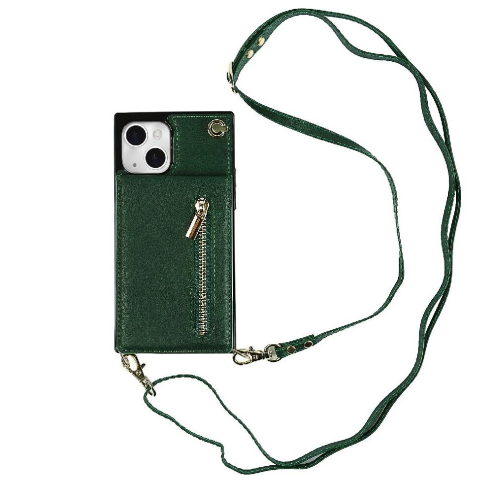 (Green) Case For Iphone 15 Plus Holder Zipper Shockproof Wallet Long Strap Green 764549396238