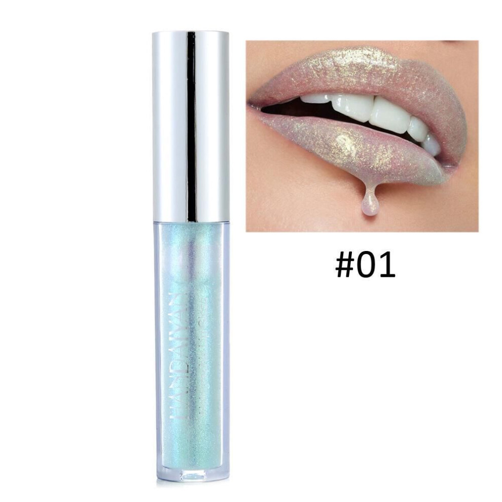 (01) 6 Colors Laser Holographic Lip Gloss Liquid Lipstick Mermaid Pigment Long Lasting Glitter Lip Gloss Waterproof Metallic Lip Makeup