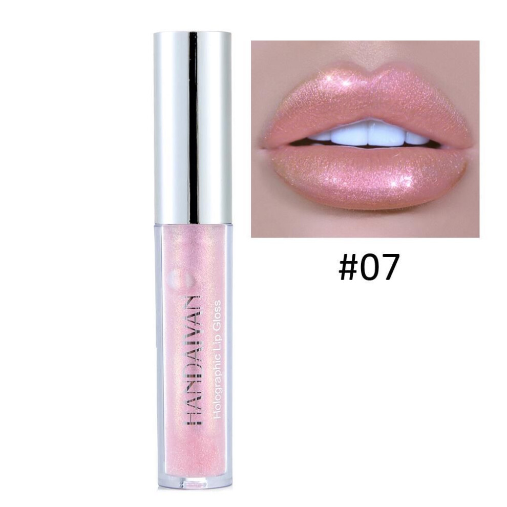 (07) 6 Colors Laser Holographic Lip Gloss Liquid Lipstick Mermaid Pigment Long Lasting Glitter Lip Gloss Waterproof Metallic Lip Makeup