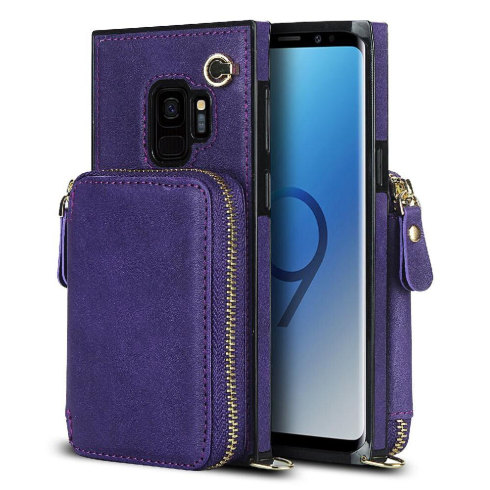 (Purple) Case For Samsung Galaxy S9 Wallet Pocket Shockproof Leather Purple 764549397013