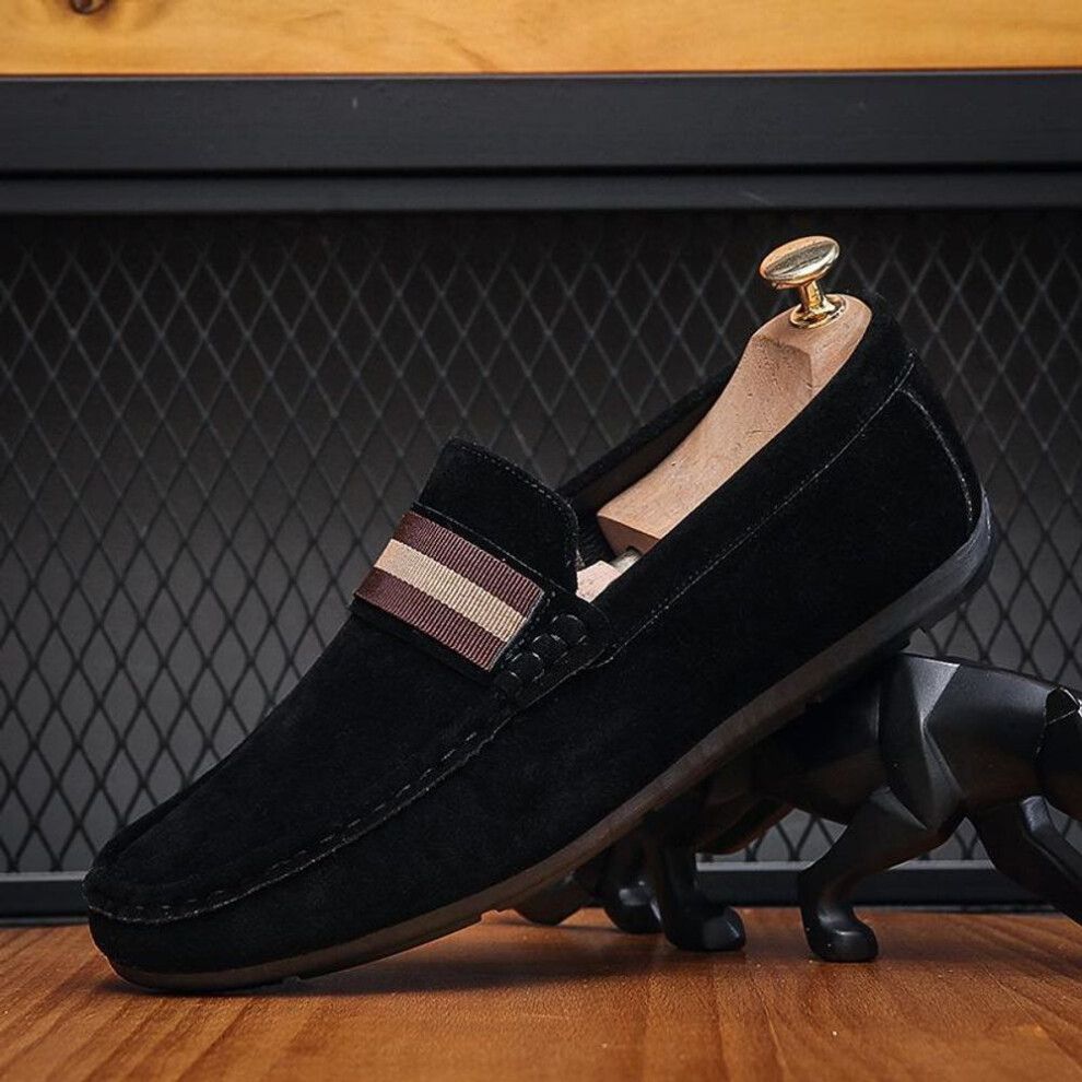 (black, 39) Suede Loafers For Men Soft Driving Moccasins High Quality Flats Male Walking Shoes Slip-on Casual Loafers Spring Men&apos;s Shoe