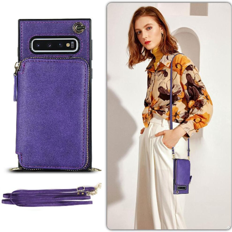 (Purple) Case For Samsung Galaxy S10 Wallet Pocket Shockproof Leather Purple 764549397136