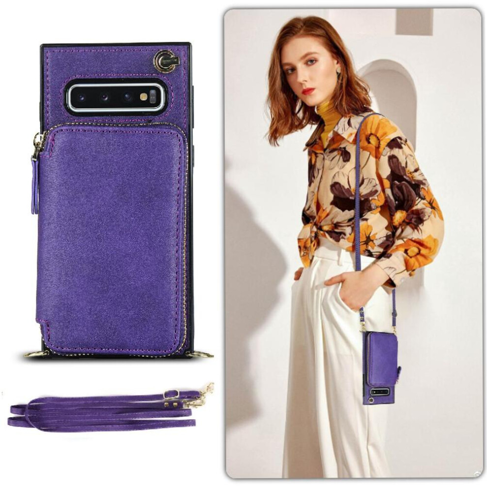 (Purple) Case For Samsung Galaxy S10 Plus Shockproof Pocket Leather Wallet Purple 764549397259