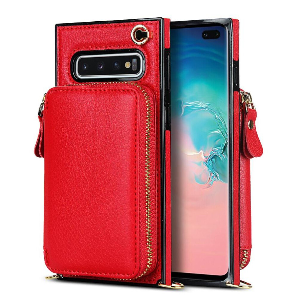 (Red) Case For Samsung Galaxy S10 Plus Shockproof Pocket Leather Wallet Red 764549397211