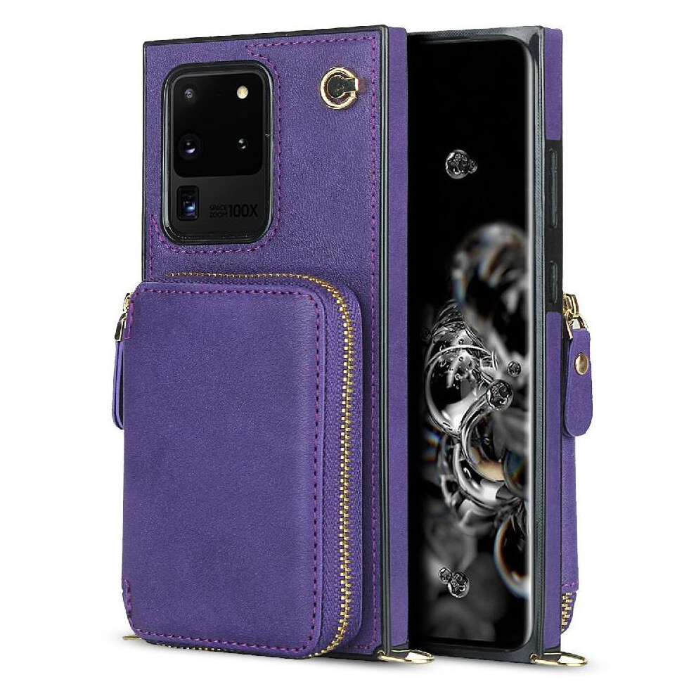 (Purple) Case For Samsung Galaxy S20 Ultra Wallet Pocket Leather Shockproof Purple 764549397495