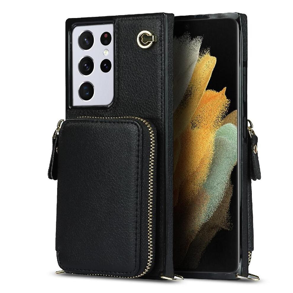 (Black) Case For Samsung Galaxy S21 Ultra Pocket Wallet Shockproof Leather Black 764549397501
