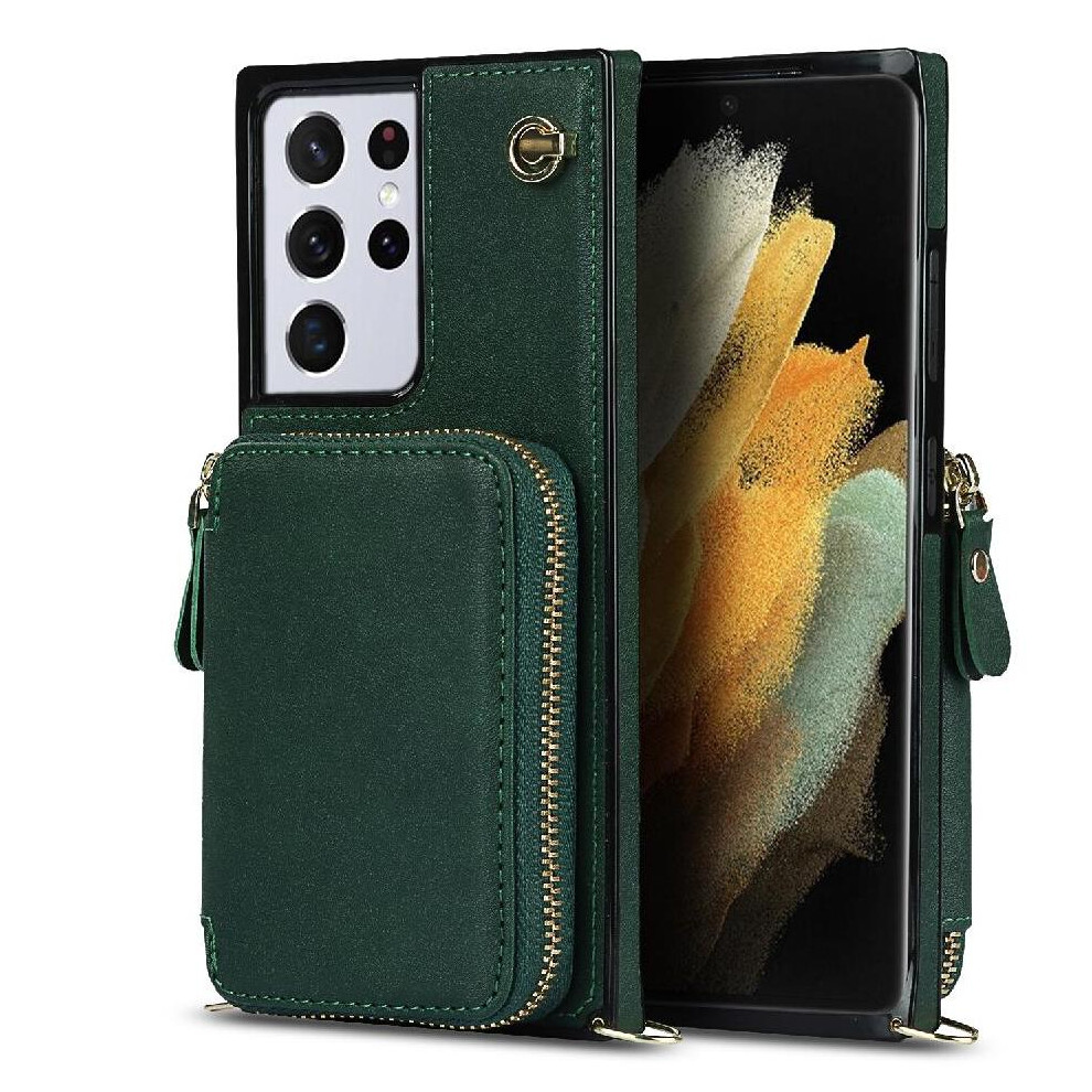 (Green) Case For Samsung Galaxy S21 Ultra Pocket Wallet Shockproof Leather Green 764549397532