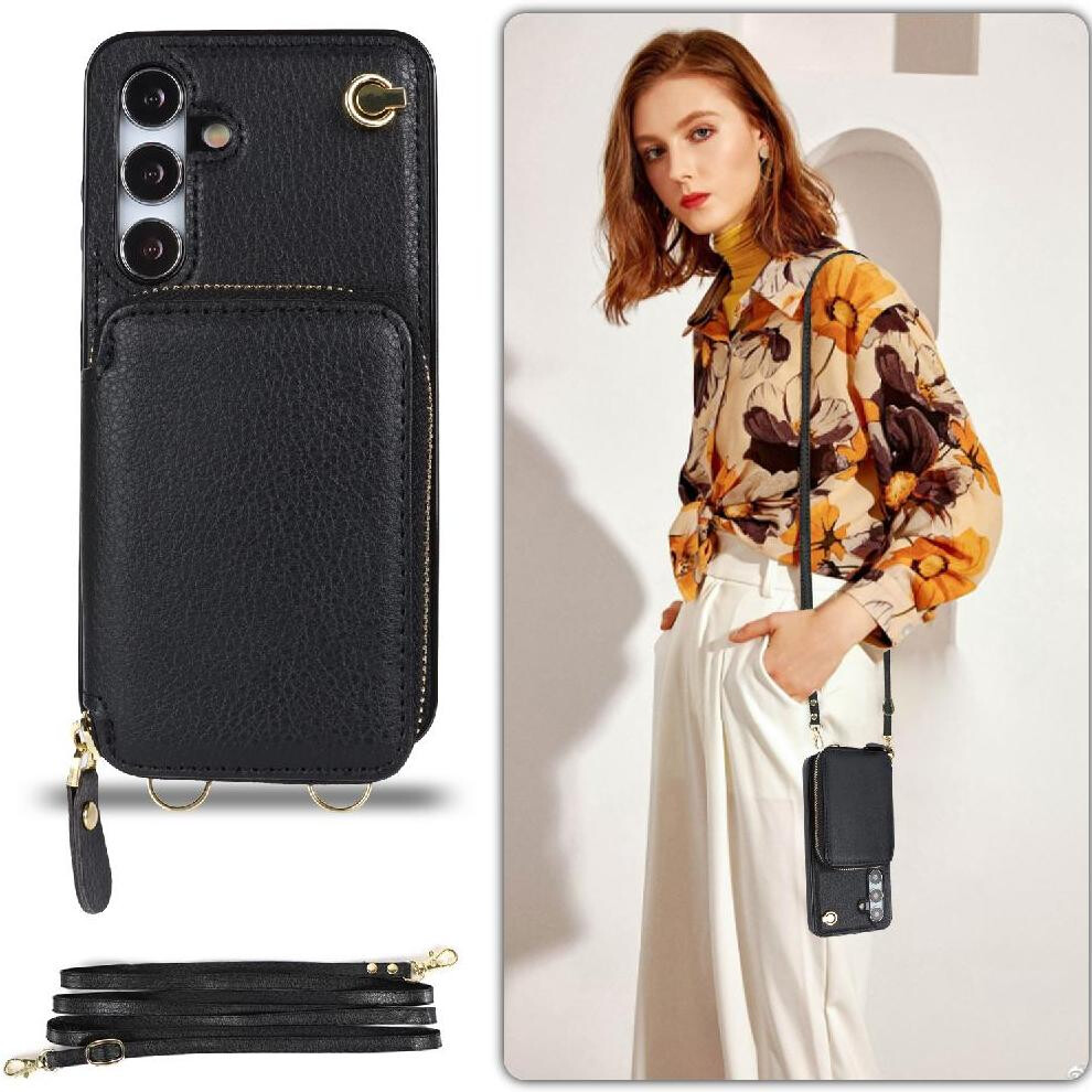 (Black) Case For Samsung Galaxy S24 Leather Wallet Pocket Shockproof Black 764549398164