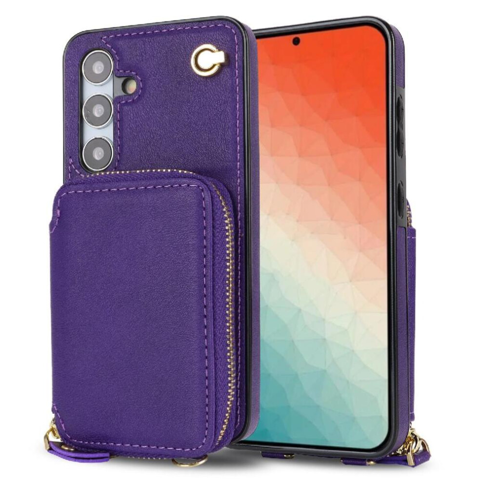 (Purple) Case For Samsung Galaxy S24 Leather Wallet Pocket Shockproof Purple 764549398218