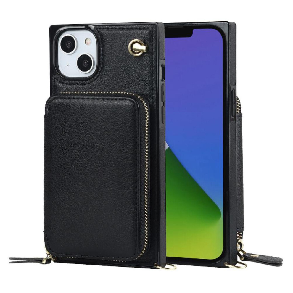 (Black) Case For Iphone 15 Plus Leather Pocket Wallet Shockproof Black 764549398461