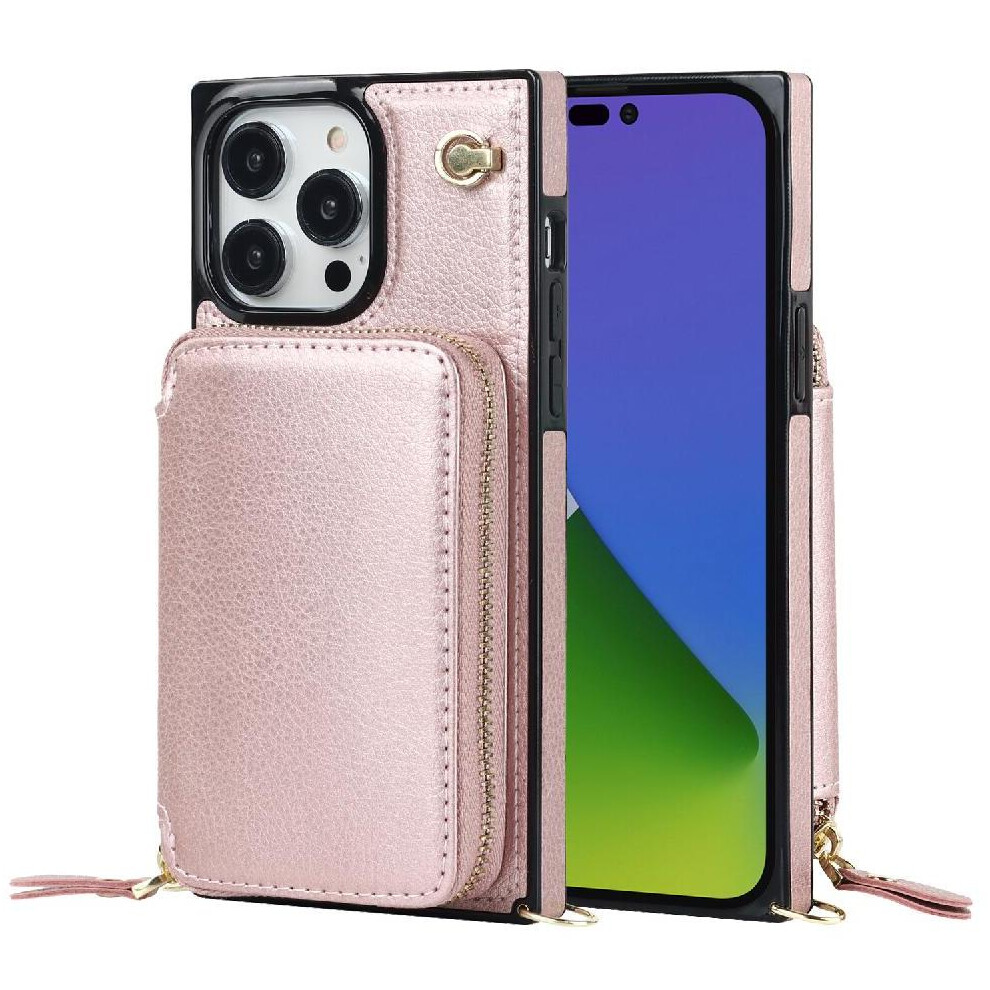 (Pink) Case For Iphone 14 Pro Leather Wallet Shockproof Pocket Pink 764549398683