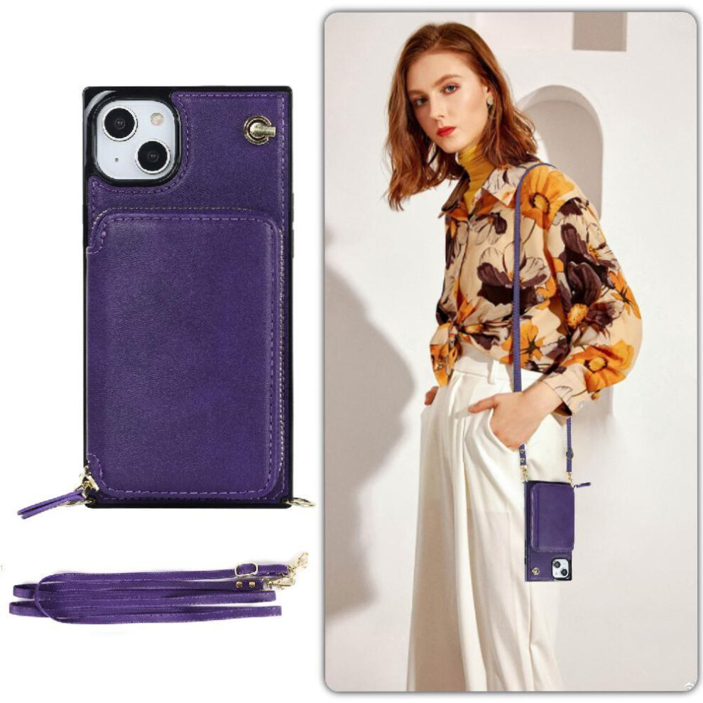 (Purple) Case For Iphone 14 Plus Pocket Wallet Leather Shockproof Purple 764549398751