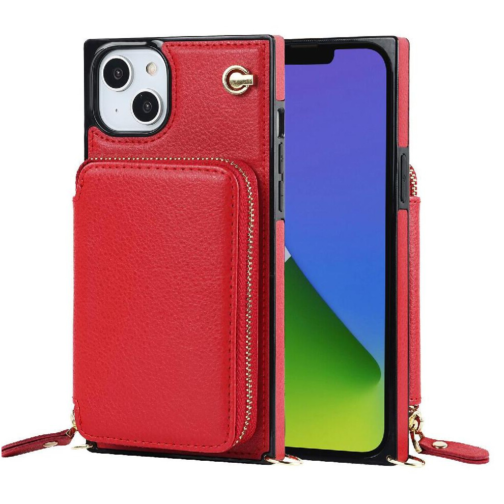 (Red) Case For Iphone 14 Pocket Shockproof Leather Wallet Red 764549398775