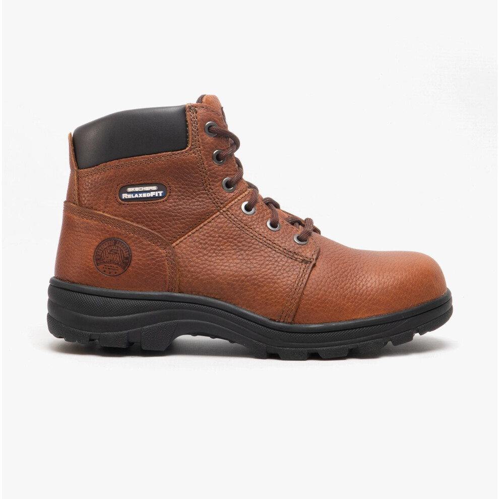 (UK 8.5) Skechers Work 77009EC/BRN RELAXED FIT - WORKSHIRE ST Mens Leather Safety Boots Brown