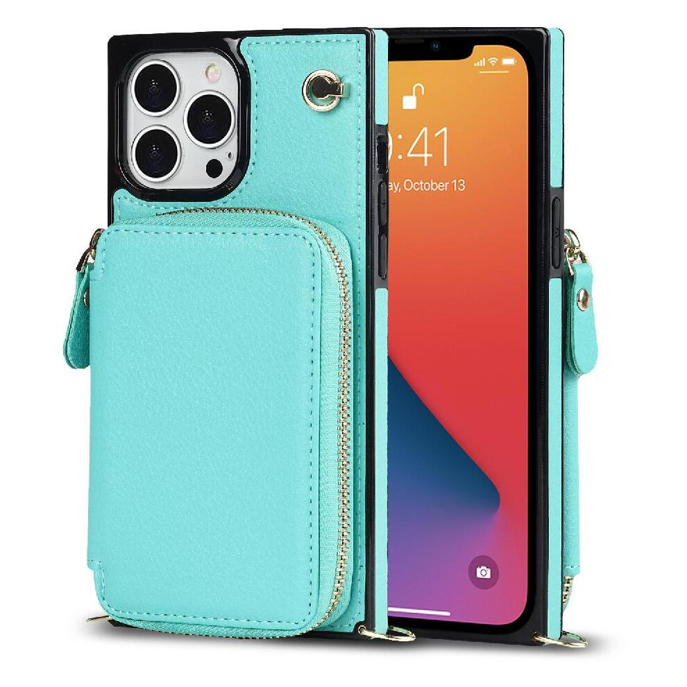 (Blue) Case For Iphone 13 Pro Pocket Wallet Shockproof Leather Blue 764549398966