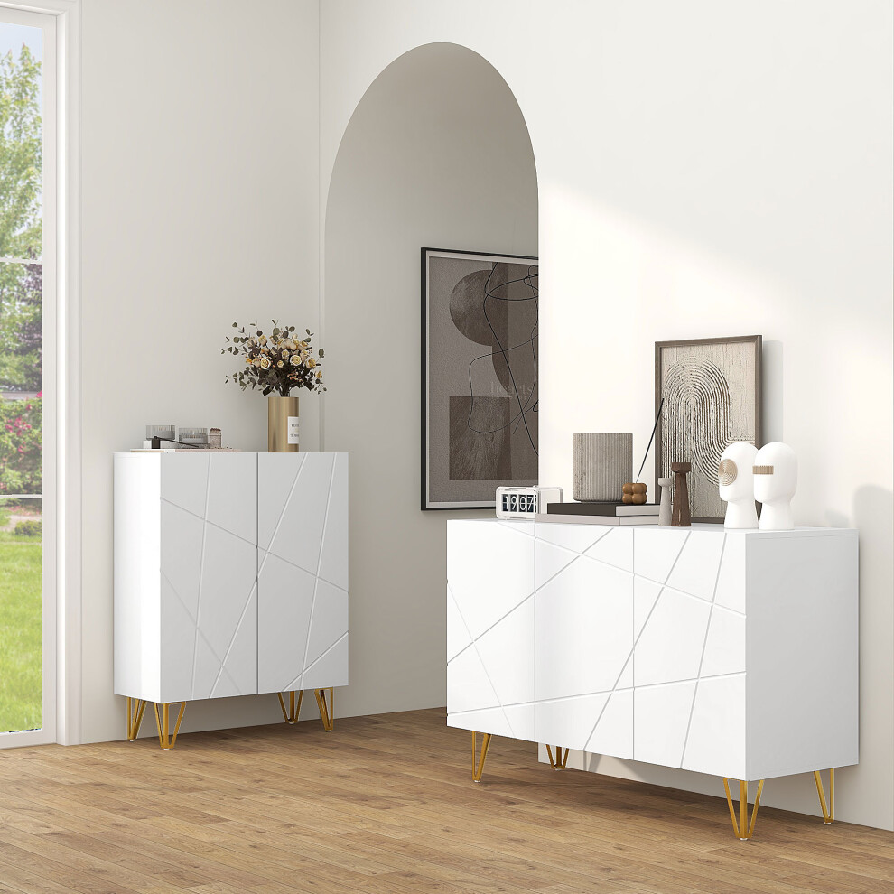 Homcom Storage Cabinet, Sideboard With Adjustable Shelves, White