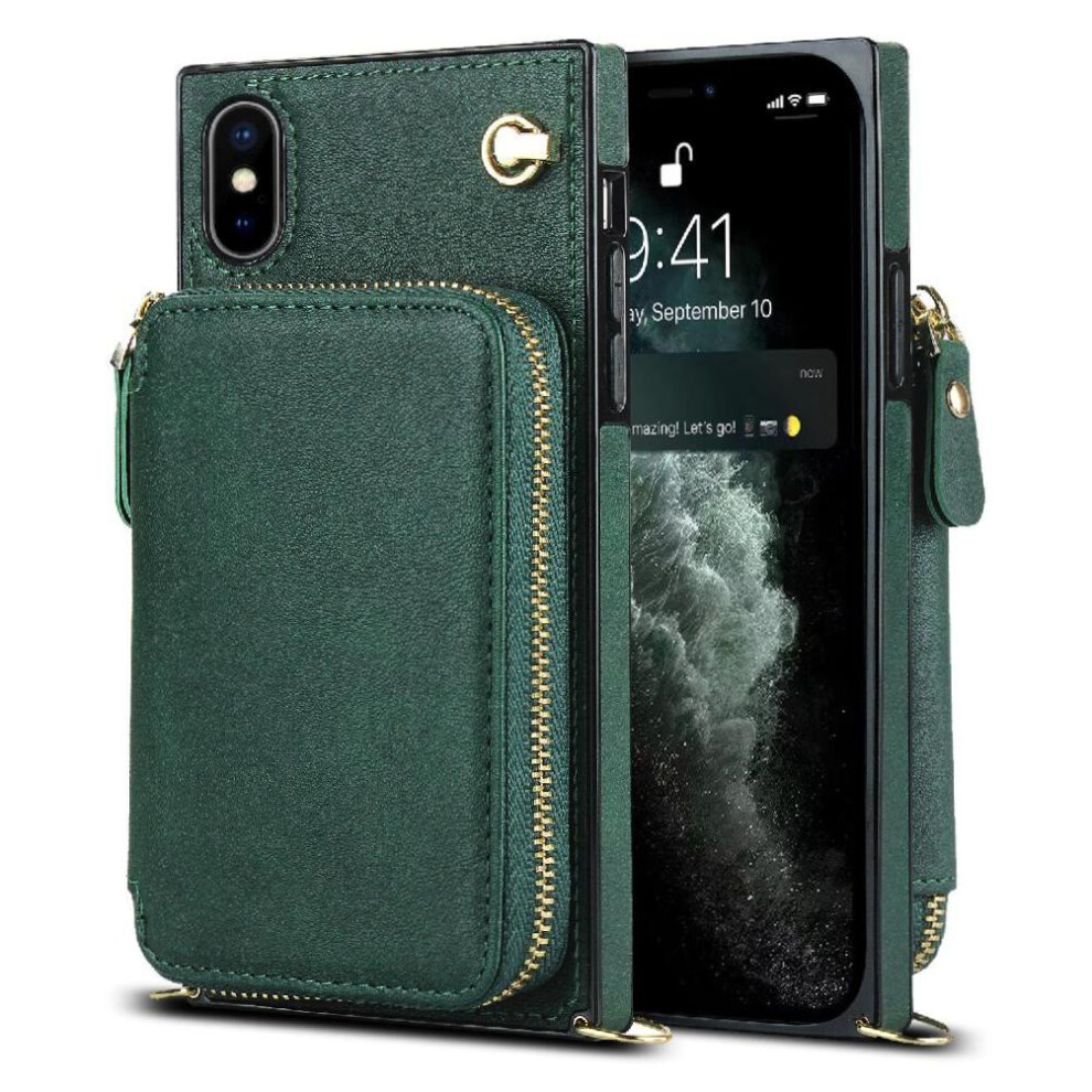 (Green) Case For Iphone Xs Max Shockproof Pocket Wallet Leather Green 764549399093