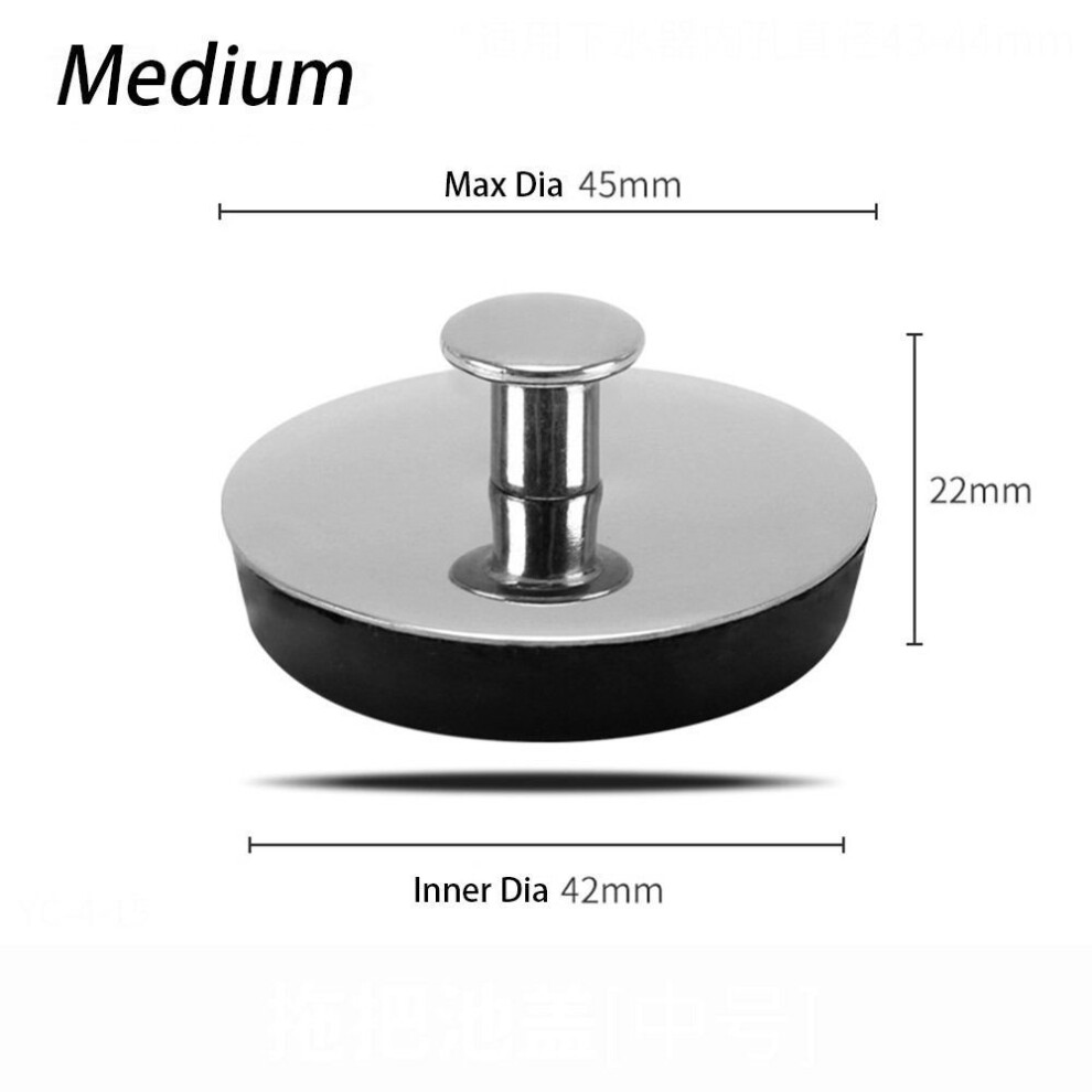 (Medium) 1Pcs Stainless Steel Bath Plug Easy to Use Bath Tub Caps Drain Stopper  for Bathtub Washbasin Sink